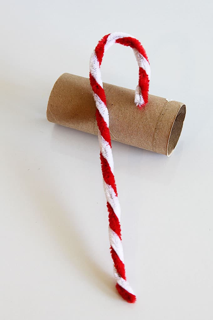 Finished chenille stems candy cane.