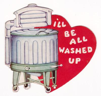 Vintage child's classroom Valentine with washing machine