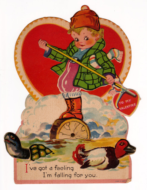 Vintage child's classroom Valentine with lumberjack