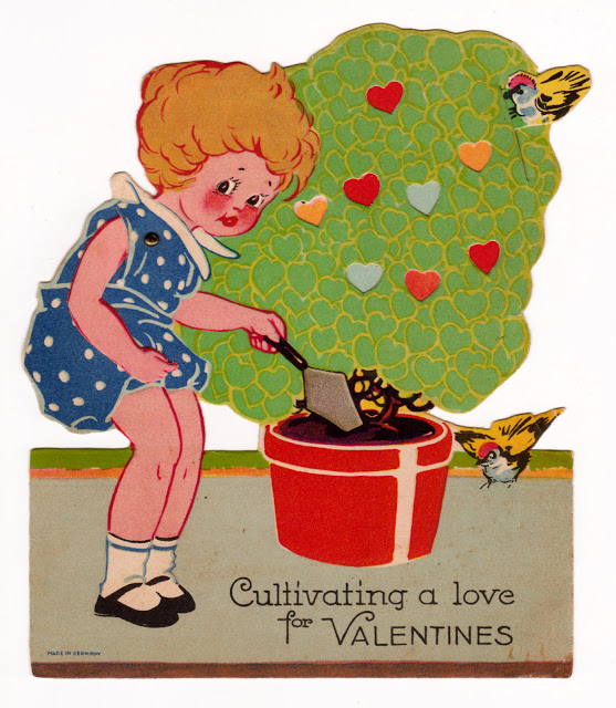 Vintage mechanical Valentine with garden theme