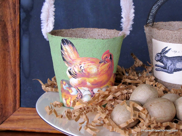 Super cute DIY decorative peat pot Easter baskets