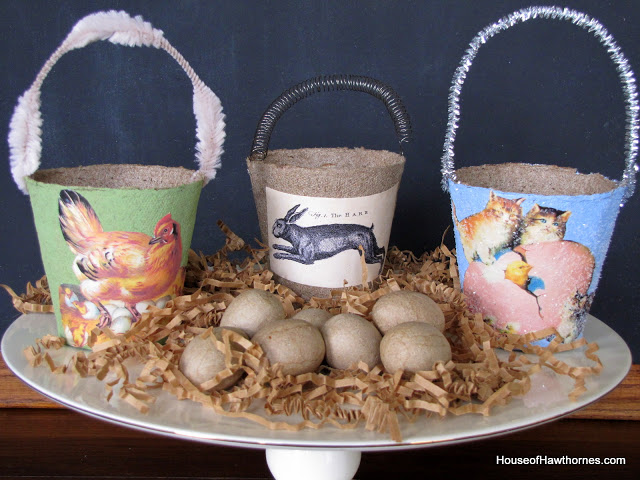 Super cute DIY decorative peat pot Easter baskets