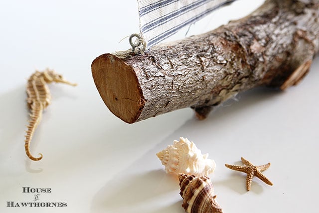 Quick and easy DIY rustic sailboat made from tree branch