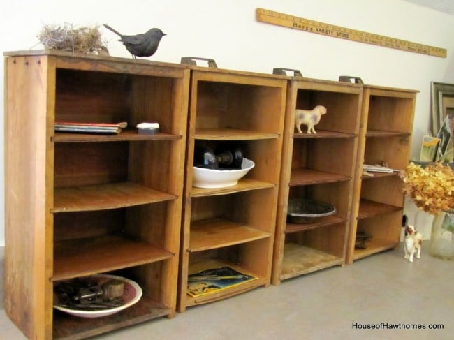 Thrift store drawers turned into Pottery Barn style cubbies - super easy DIY project.