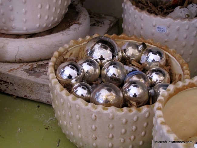 Silver Christmas ball decorations.