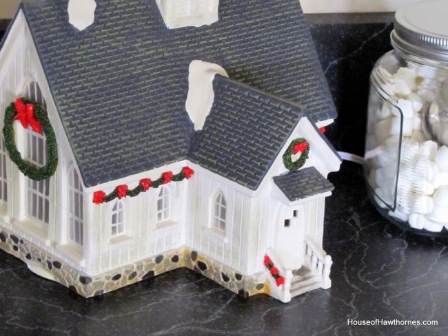 Ceramic Christmas village church.