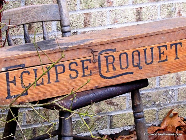 Typography on vintage croquet box.