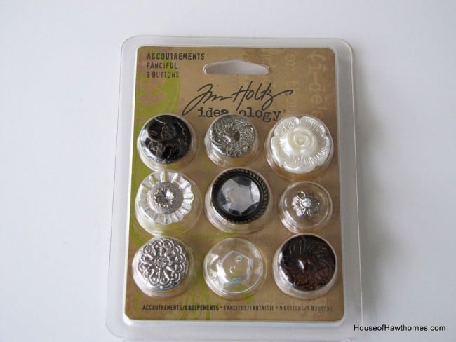 Jim Holtz buttons used as centers for craft flowers.