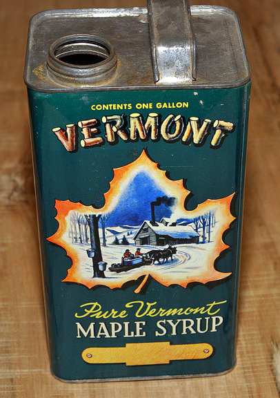 Vintage Vermont maple syrup container.