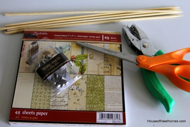 Supplies for making pinwheels at home.