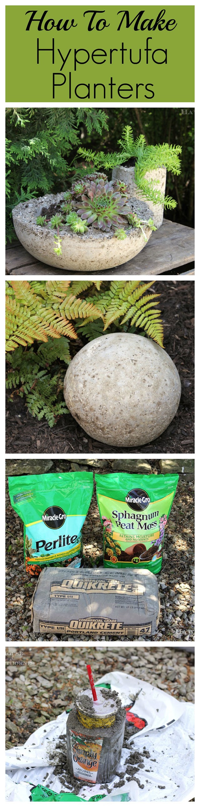 How to make lightweight hypertufa planters for your garden and patio. They look like concrete, but are much lighter!