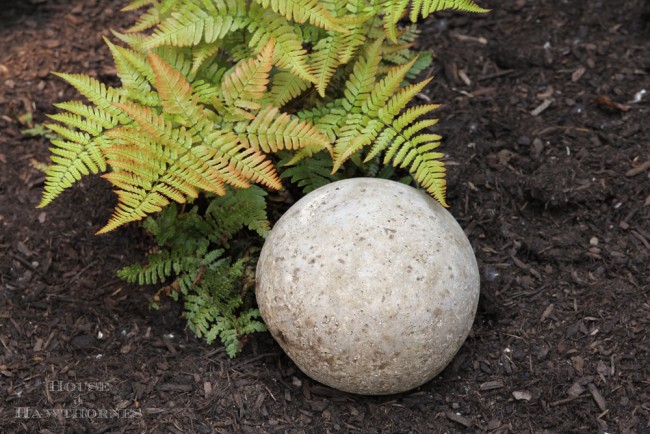 Hypertufa sphere made from play ball