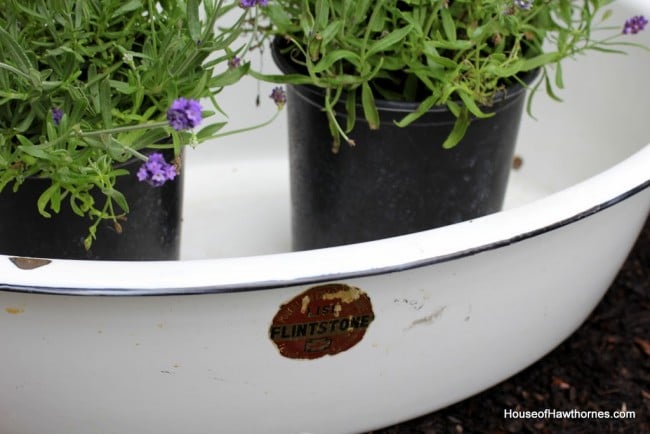 Vintage Flintstone enamelware basin.