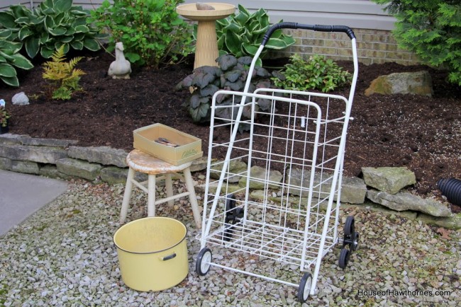 Flea market shopping cart.