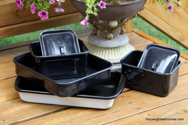 Enamelware storage containers.