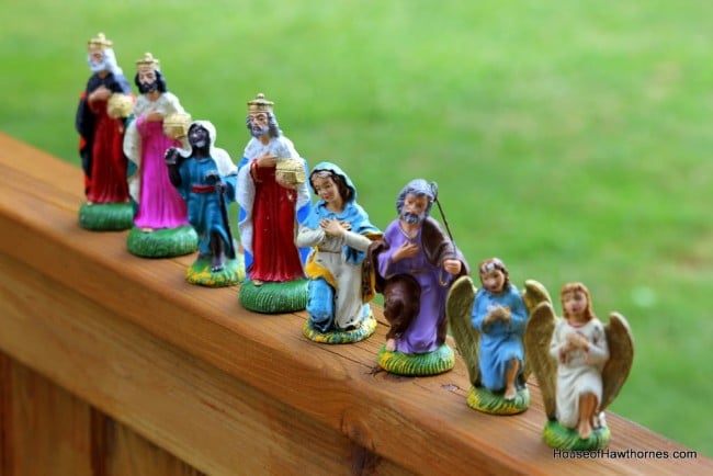 Vintage nativity set figurines.
