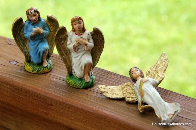 Vintage nativity set angels.