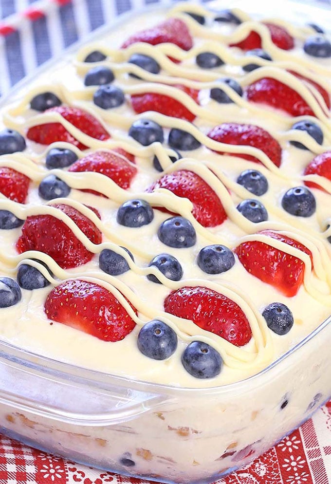 Patriotic berry icebox cake for 4th of July