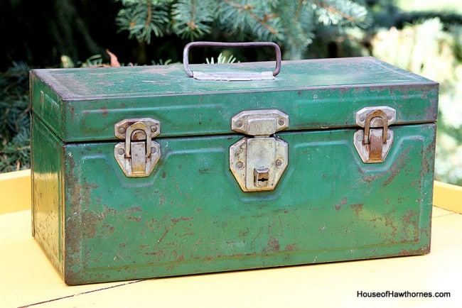 Old green toolbox.