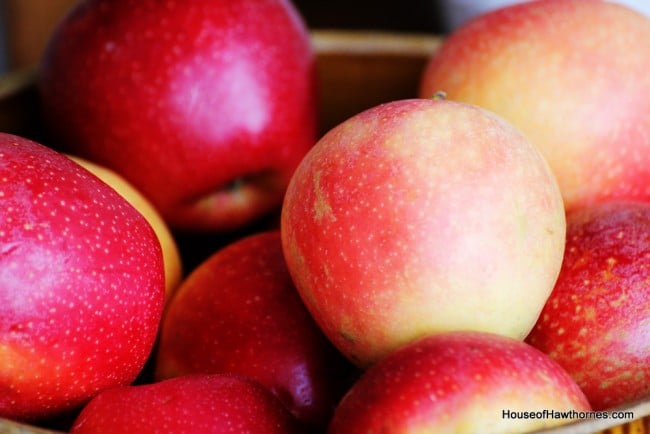 Beautiful Gala apples in a vintage mixing bowl - fall perfection in a bowl  via houseofhawthornes.com