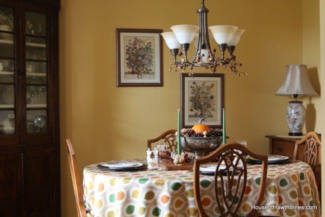 A vintage inspired Thanksgiving table set with items commonly found at thrift stores and estate sales  via houseofhawthornes.com