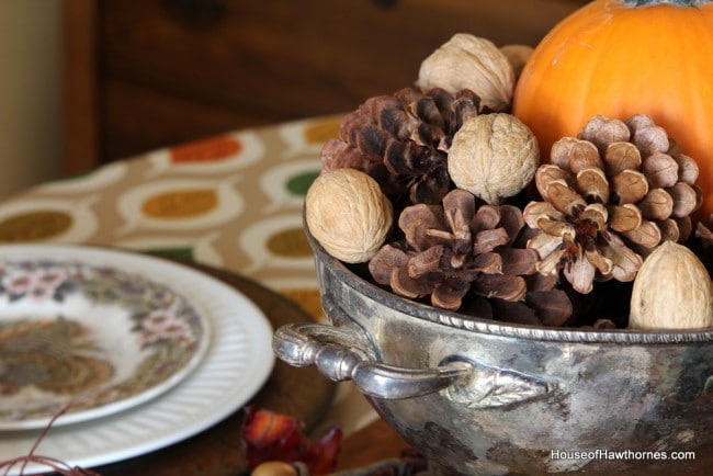 A vintage inspired Thanksgiving table set with items commonly found at thrift stores and estate sales  via houseofhawthornes.com