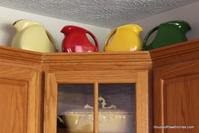 Vintage Fiestaware pitchers.