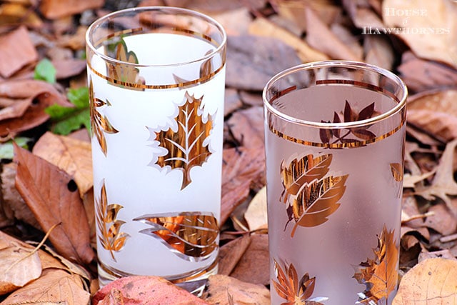 Vintage Libby Golden Foliage glassware - the perfect glassware for your Thanksgiving table decor