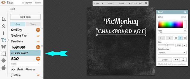 Easy to follow tutorial on how to use PicMonkey to create chalkboard printables on your computer! Also includes 10 FREE fonts that look great on a chalkboard! 