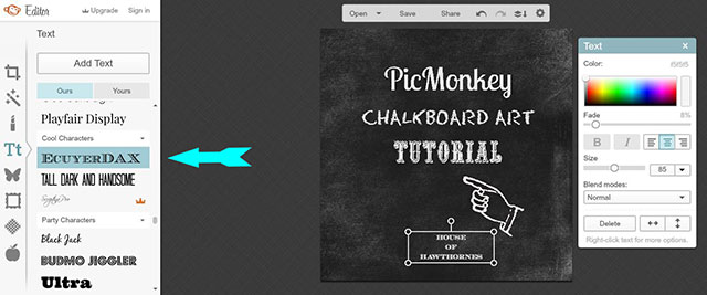 Easy to follow tutorial on how to use PicMonkey to create chalkboard printables on your computer! Also includes 10 FREE fonts that look great on a chalkboard! 