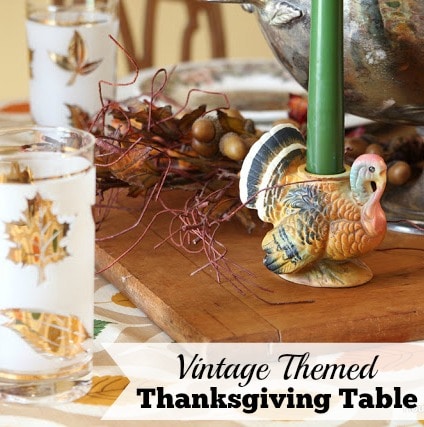 A vintage inspired Thanksgiving table set with items commonly found at thrift stores and estate sales.  This stuff is only on your table ONE day out of the year, so why spend tons on it!  via houseofhawthornes.com