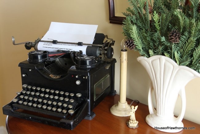 Royal typewriter used in a vintage Christmas display
