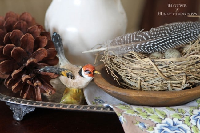 Crowns Staff England fine bone china bird setting on a silver tray. 