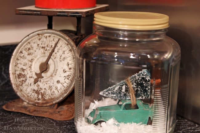 Winter snow jar scene in a jar. 