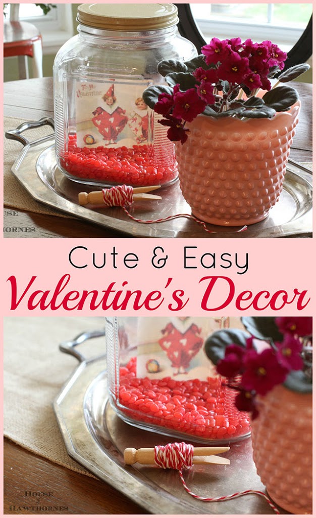 Super cute and easy five minute Valentine's Day craft for your home decor. 