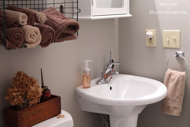 Industrial bathroom decor in a child's bathroom.  Lots of great DIY ideas and inspiration, plus this is also a handicap accessible bathroom remodel!