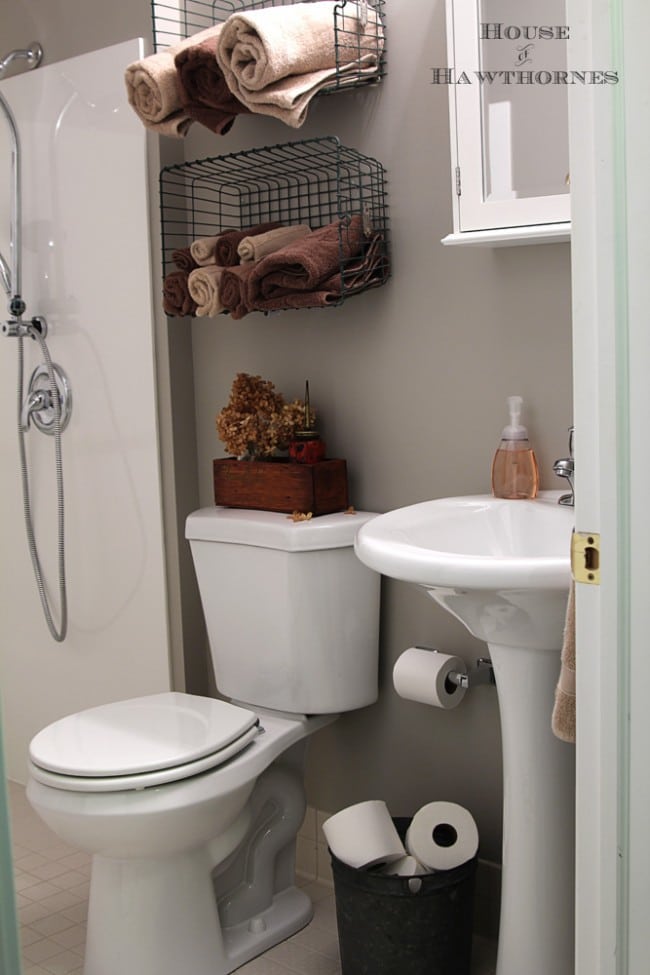 Industrial bathroom decor in a child's bathroom.  Lots of great DIY ideas and inspiration, plus this is also a handicap accessible bathroom remodel!