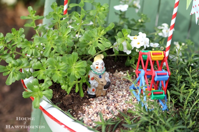A super cute DIY circus themed fairy garden