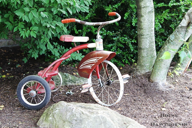 Vintage Murray red tricycle.