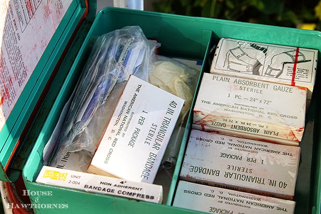 Old first aid kit contents.