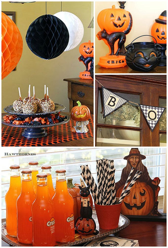 Vintage Halloween party decorations to give you ideas and inspiration for your own fall get together or to decorate your home for the season. 