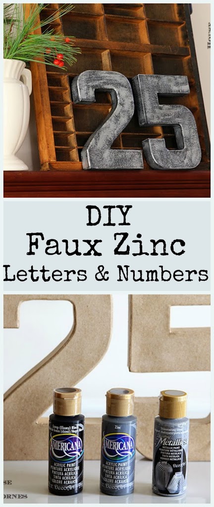 DIY faux zinc letters and numbers - great trendy industrial look and super easy to make!