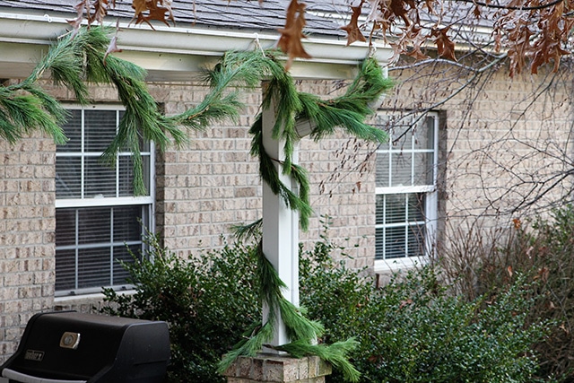 Hanging pine garland for the holidays