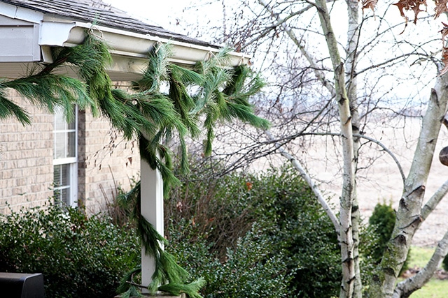 Hanging pine garland for the holidays