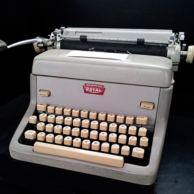 Vintage gray Royal typewriter.