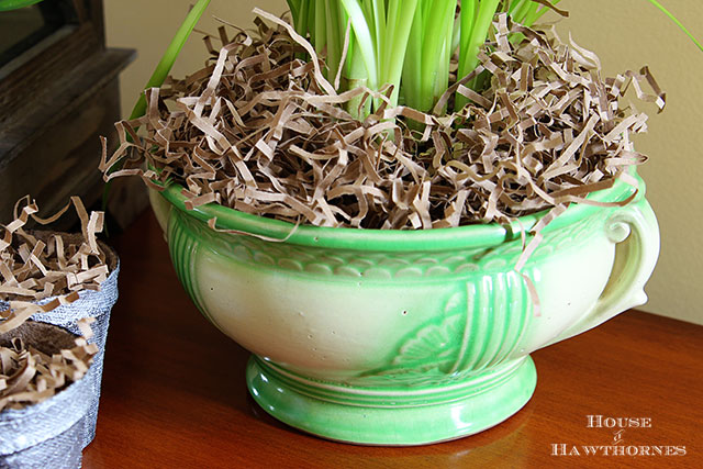 Spring peat pots made with a faux zinc finish and lamb design