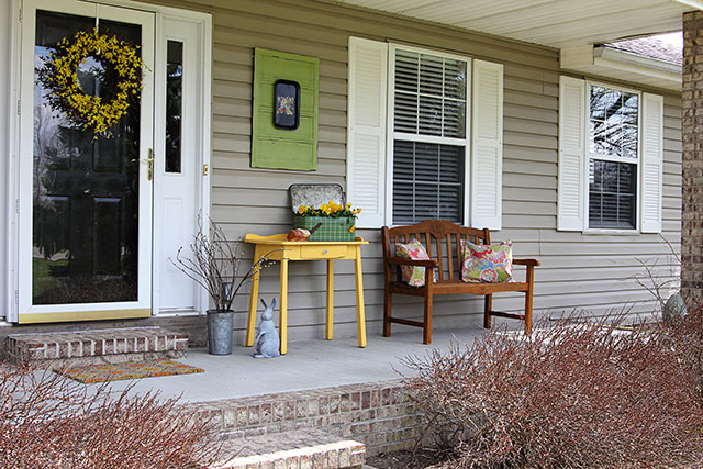 Vintage spring front porch decor