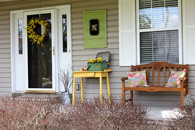 Vintage spring front porch decor