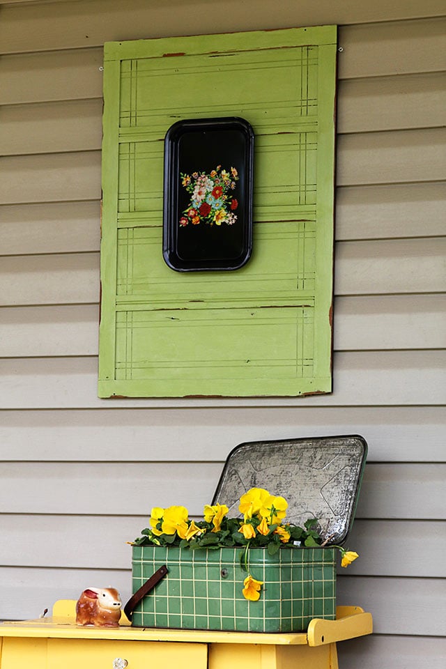 vintage green cabinet door