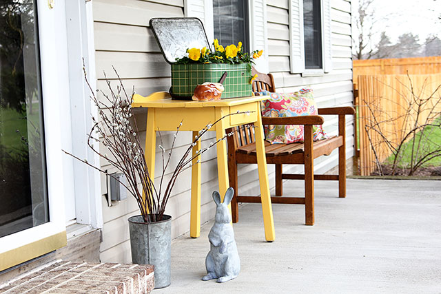 Vintage spring front porch decor